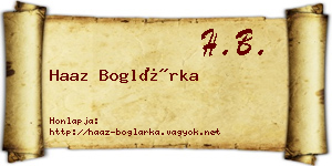 Haaz Boglárka névjegykártya